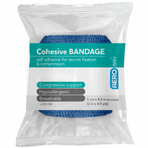 AEROBAN Blue Cohesive Bandage 5.0cm x 4.5M Wrap/12