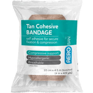 AEROBAN Tan Cohesive Bandage 10cm x 4.5M Wrap/12