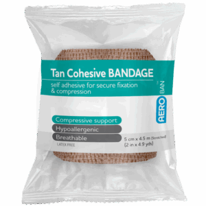 AEROBAN Tan Cohesive Bandage 5.0cm x 4.5M Wrap/12