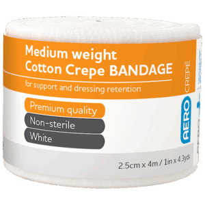 AEROCREPE Medium Cotton Crepe Bandage 2.5cm x 4M Wrap/12