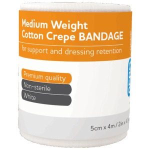 AEROCREPE Medium Cotton Crepe Bandage 5cm x 4M Wrap/12