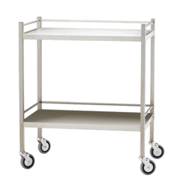 Medium Stainless Steel Trolley with Rails 80 x 50 x 97cm