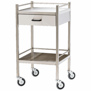 Small Stainless Steel Trolley with Drawer 50 x 50 x 97cm