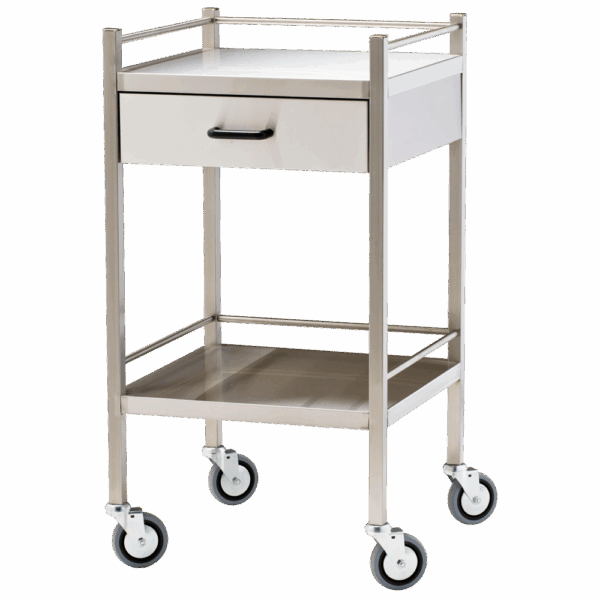 Small Stainless Steel Trolley with Drawer 50 x 50 x 97cm
