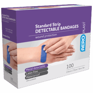 AEROPLAST Standard Detectable Strips 7.5 x 2.5cm Box/100