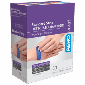 AEROPLAST Standard Detectable Strips 7.5 x 2.5cm Box/50