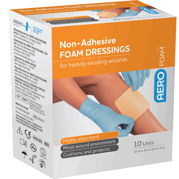 AEROFOAM Non-Adhesive Foam Dressing 10 x 10cm Box/10