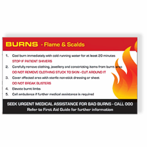 AEROGUIDE Burns First Aid Card