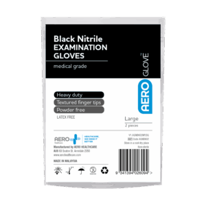 AEROGLOVE Large Black Nitrile Powder-Free Gloves Bag/2