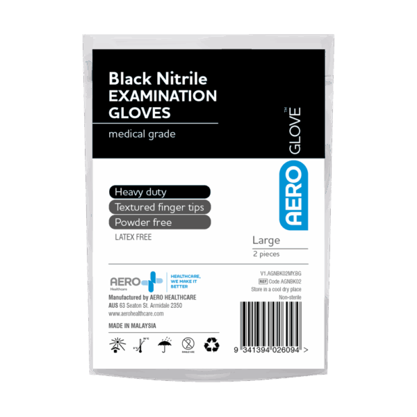 AEROGLOVE Large Black Nitrile Powder-Free Gloves Bag/2