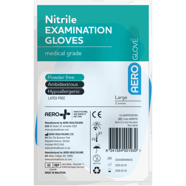 AEROGLOVE Large Nitrile Powder-Free Gloves Bag/2