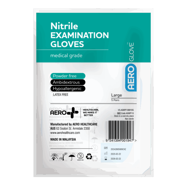 AEROGLOVE Large Nitrile Powder-Free Gloves Bag/10