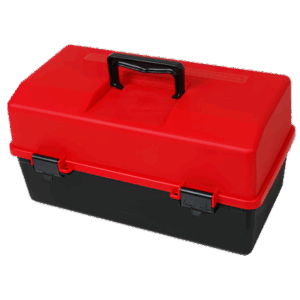 AEROCASE Red and Black Plastic Tacklebox 2 Tray Cantilever 16 x 33 x 19cm