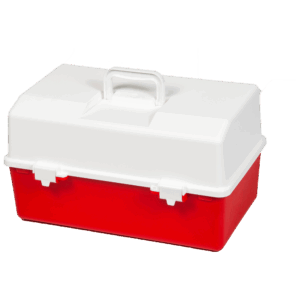 AEROCASE Red and White Plastic Tacklebox with 2 Tray Cantilever 16 x 33 x 19cm