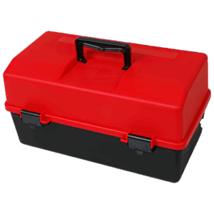AEROCASE Red and Black Plastic Tacklebox with 2 Trays 20 x 40 x 23cm