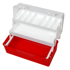 AEROCASE Red and White Plastic Tacklebox with 2 Trays 20 x 40 x 23cm