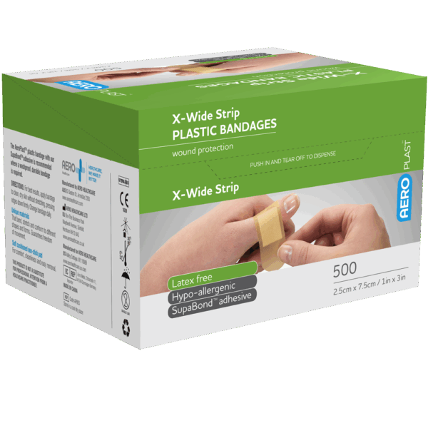 AEROPLAST Plastic X-Wide Strip 7.5 x 2.5cm Box/500