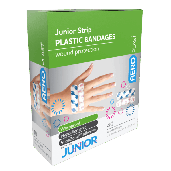 AEROPLAST Plastic Junior Strip 7.2 x 1.9cm Box/40