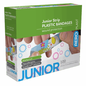 AEROPLAST Plastic Junior Strip 7.2 x 1.9cm Box/100