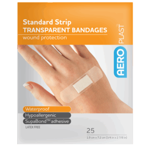 AEROPLAST Transparent Standard Strip 7.2 x 1.9cm Env/25