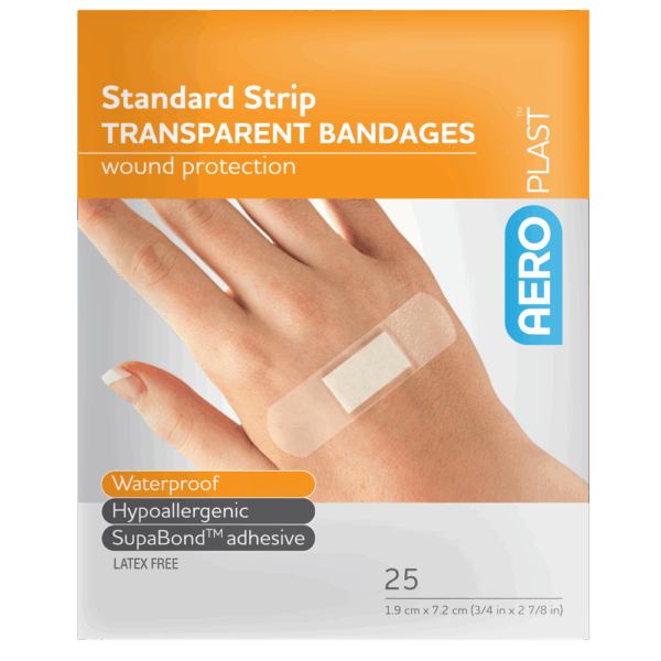 AEROPLAST Transparent Standard Strip 7.2 x 1.9cm Env/25