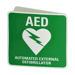 CARDIACT Poly AED Angle Bracket Sign 22.5 x 22.5cm
