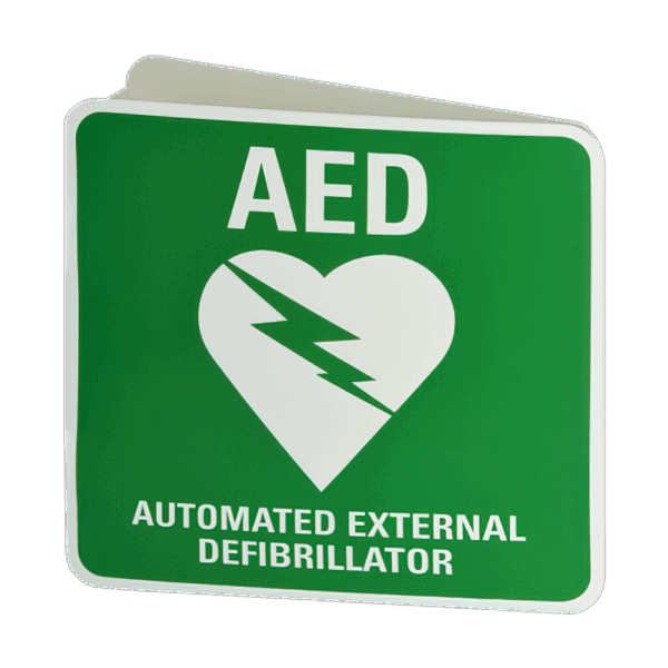 CARDIACT Poly AED Angle Bracket Sign 22.5 x 22.5cm