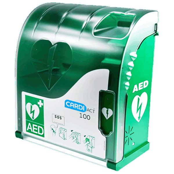 CARDIACT Green Outdoor Connected AED Cabinet 42 x 38 x 15cm