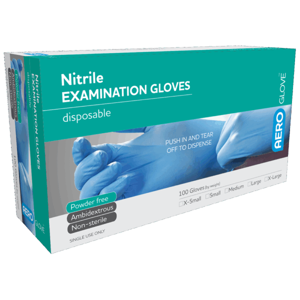 AEROGLOVE Medium Nitrile Powder-Free Gloves Box/100