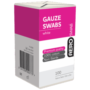 AEROSWAB Non-Sterile White Gauze Swab 5 x 5cm (8PLY) Pack/100