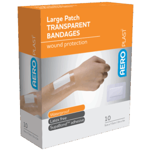 AEROPLAST Transparent Large Patch 7.5 x 5cm Box/10