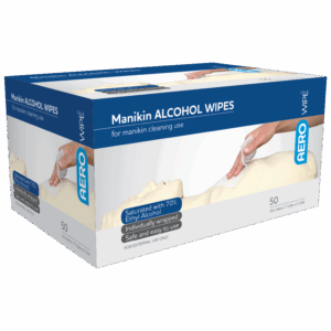 AEROWIPE 70% Ethyl Alcohol Manikin Wipe 19 x 14cm Box/50