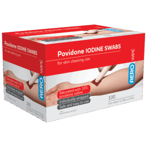 AEROWIPE 10% Povidone Iodine Swabs 60 x 33mm Box/100