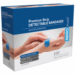AEROPLAST Premium Detectable X-Wide Strip 7.5 x 2.5cm Box/100