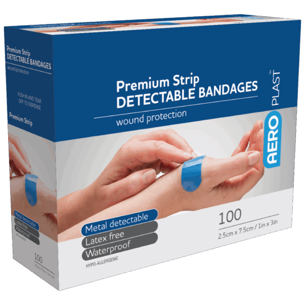 AEROPLAST Premium Detectable X-Wide Strip 7.5 x 2.5cm Box/100
