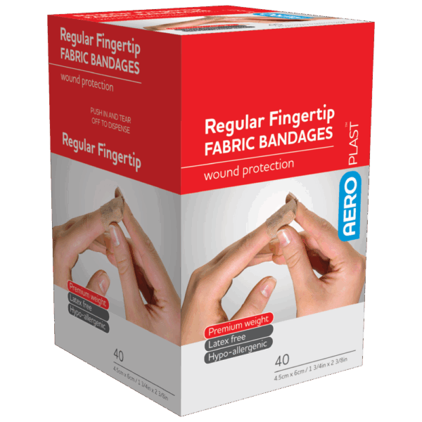 AEROPLAST Premium Fabric Regular Fingertip Dressings 6 x 4.5cm Box/40