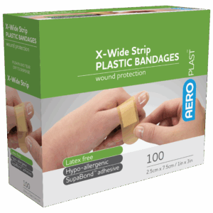 AEROPLAST Plastic X-Wide Strip 7.5 x 2.5cm Box/100