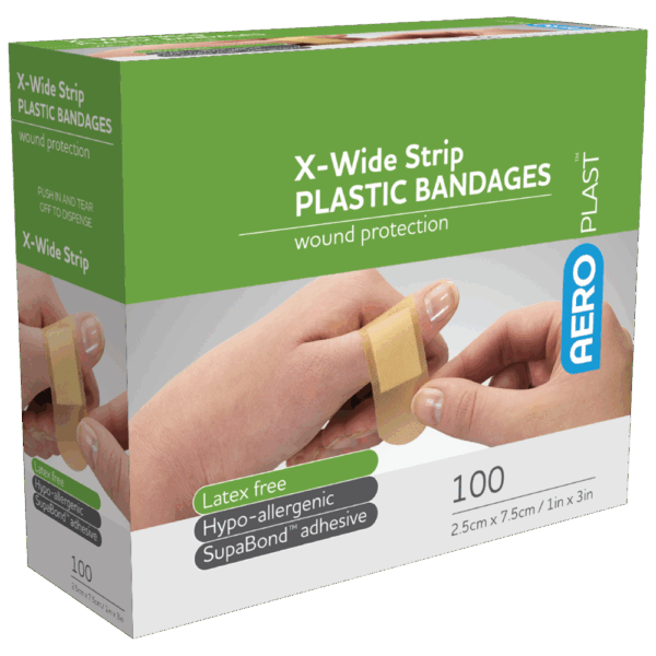 AEROPLAST Plastic X-Wide Strip 7.5 x 2.5cm Box/100