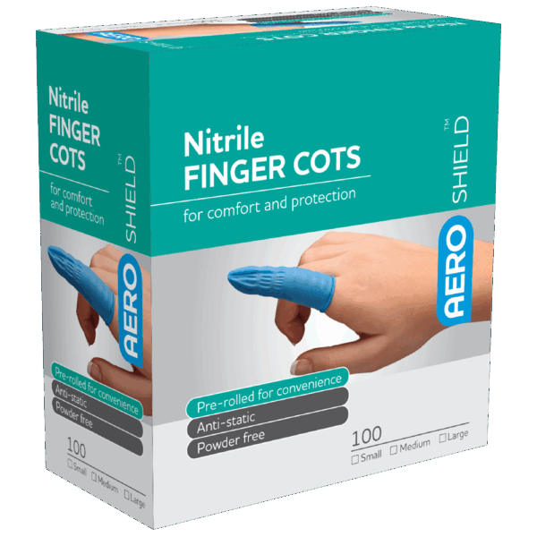 AEROSHIELD Large Nitrile Finger Cots Box/100