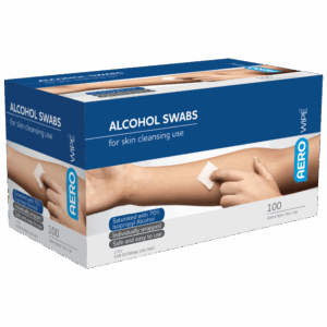 AEROWIPE 70% Isopropyl Alcohol Swab 3 x 3cm Box/100