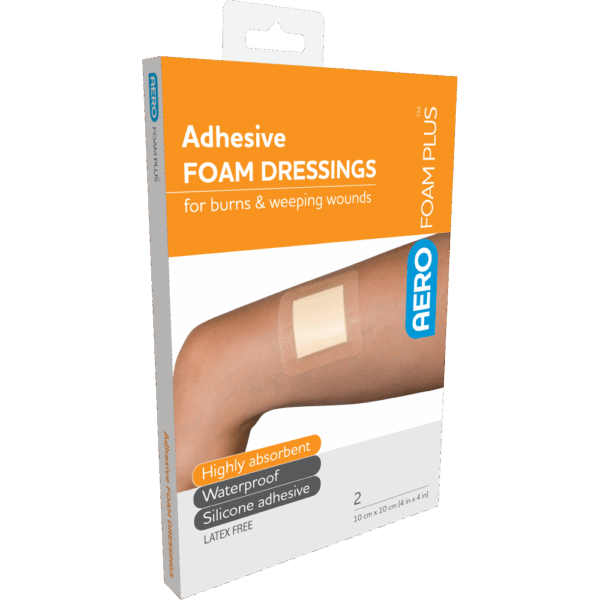 AEROFOAM PLUS Adhesive Foam Dressings 10 x 10cm Box/2