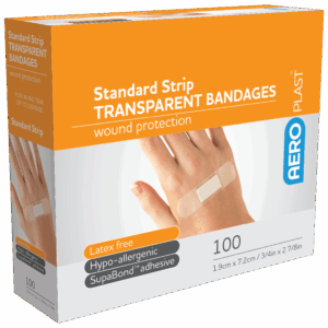 AEROPLAST Transparent Standard Strip 7.2 x 1.9cm Box/100