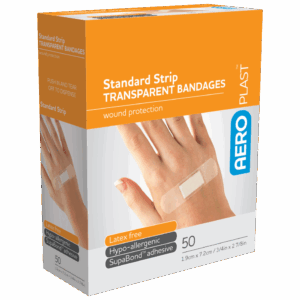 AEROPLAST Transparent Standard Strip 7.2 x 1.9cm Box/50