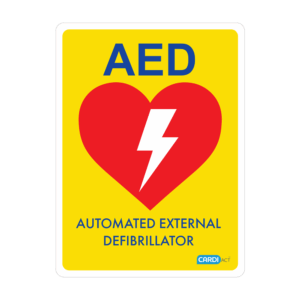 CARDIACT Yellow Poly AED Sign 22.5 x 30cm